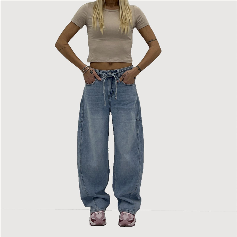 jeans con laccio barrel